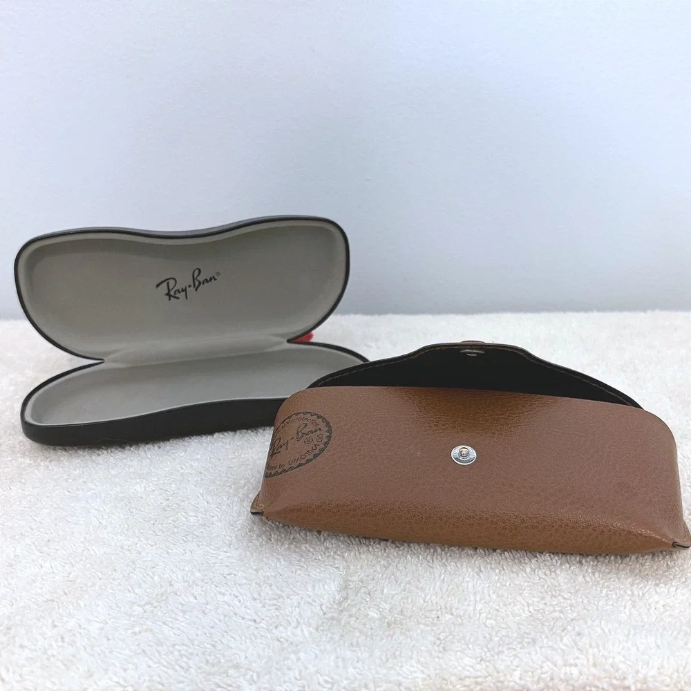 RayBan Sunglasses Case Bundle Black Hard Shell/Tan Snap Soft Case Set CASES ONLY
